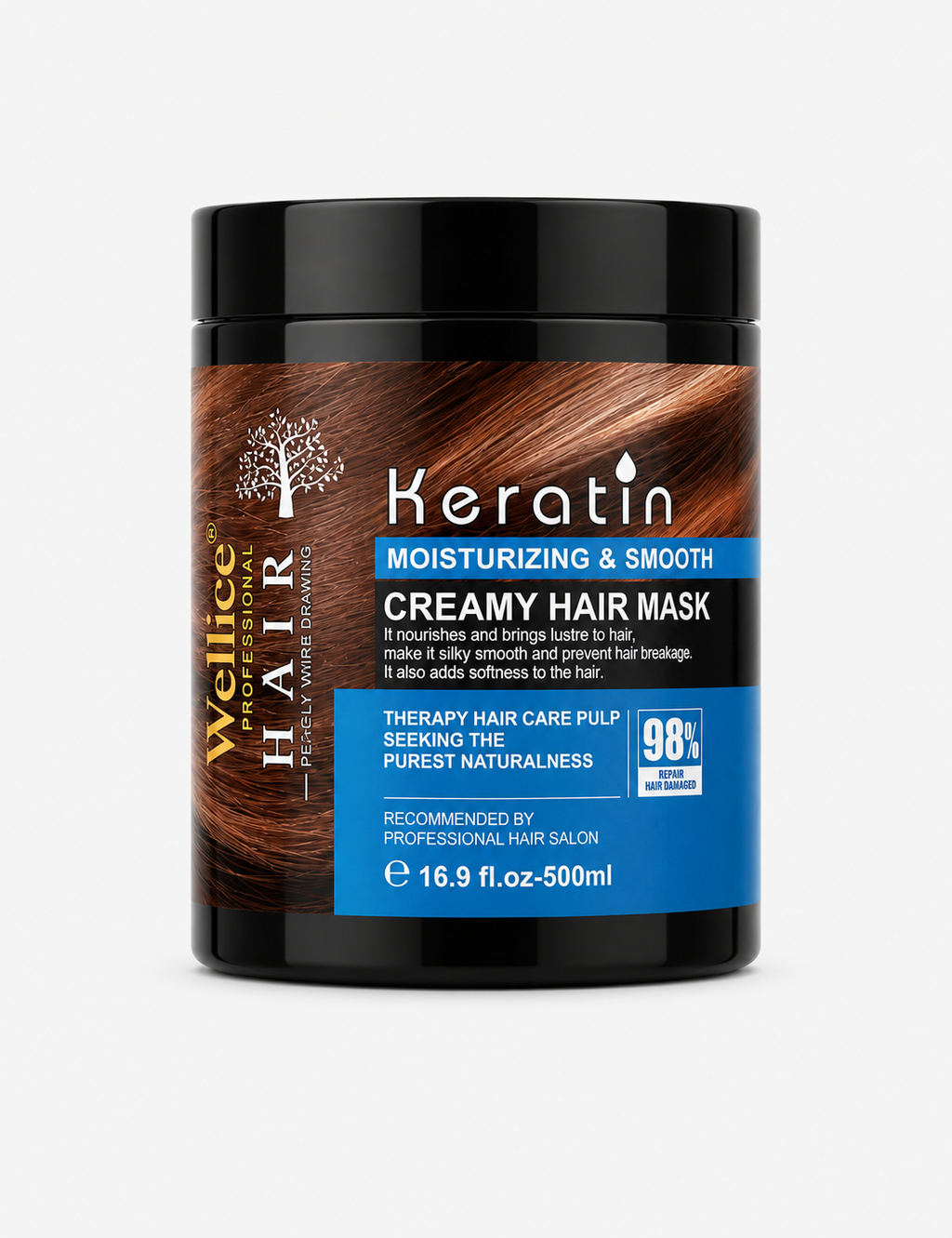 Wellice Keratin Hair Mask – Pearly Wire Drawing, 98% Repair