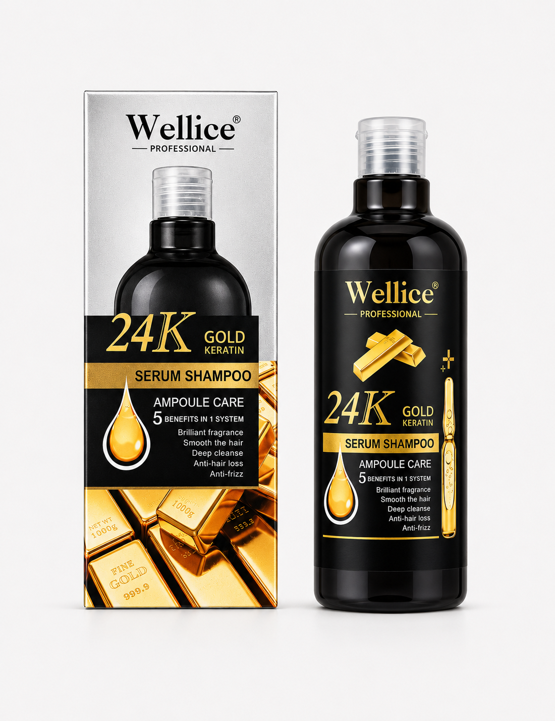 Wellice 24K Gold Keratin Serum Shampoo