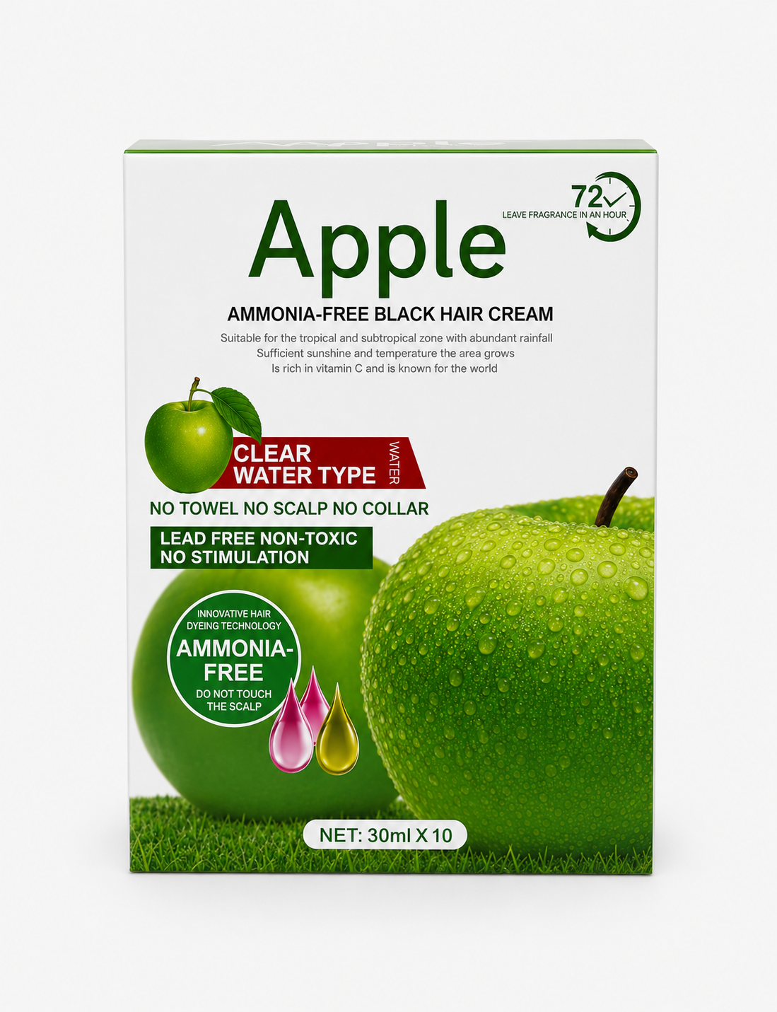 Apple Hair Cream Sachet – Ammonia-Free, Dark Brown (Pack of 10)