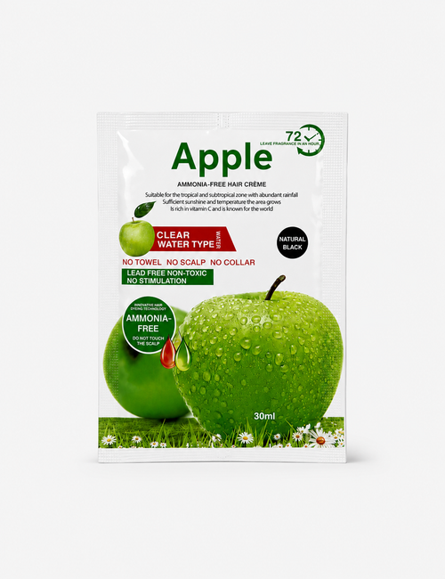 Apple Hair Cream Sachet – Ammonia-Free, Natural Black (Pack of 10)